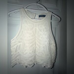 Polo by Ralph Lauren Ivory Crochet Crop Tank